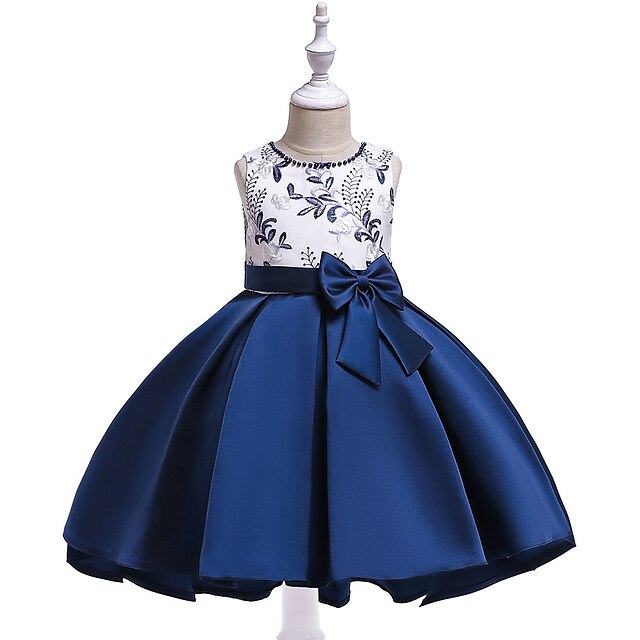 

Kids Little Girls' Dress Floral Flower A Line Dress Special Occasion Bow Print Green Pink Dusty Rose Midi Sleeveless Princess Sweet Dresses Summer Regular Fit 3-10 Years