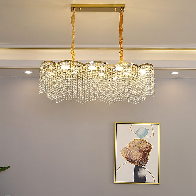  LED pendentif lumière cristal moderne or 95 cm lanterne desgin lustre en acier inoxydable galvanisé 110-120v 220-240v