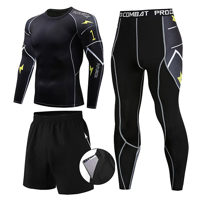 Sports & Outdoors Running, Jogging & Walking | Mens 3-Piece Activewear Set Workout Outfits Compression Suit Athleisure 3pcs Wint