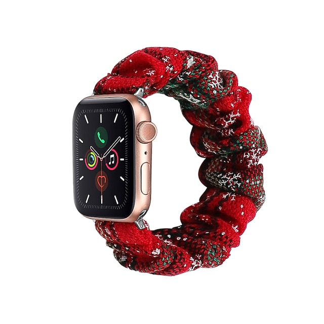  حزام إلى Apple Watch 38mm 40mm 41mm 42mm 44mm 45mm 49mm iwatch Series Ultra 8 7 6 SE 5 4 3 2 1 القماش إستبدال حزام نساء مطاط قابل للبسط فرقة سكرانشي معصمه