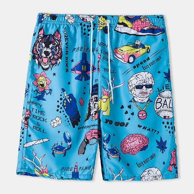 Voor heren Korte broeken Boho Chinese Korte broek Afdrukken Korte Broek  Casual Micro-elastisch Grafische prints Voor buiten Medium Taille Licht  Blauw M L XL XXL 3XL / Zomer 8631261 2021 – €16.99