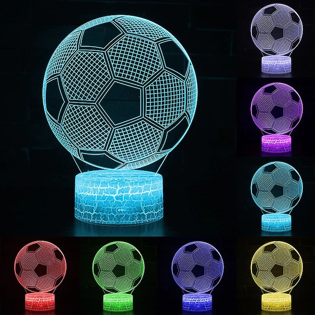  fodbold gave fodbold 3d nat lys til børn 16 farver skift optisk illusion lamper med fjernbetjening fødselsdagsgaver til sport fan drenge piger og voksne