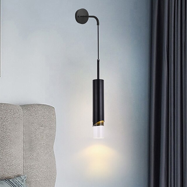  Lightinthebox-Luz LED de pared para mesita de noche, luz de pared de hierro para sala de estar, dormitorio, oficina, color negro moderno, dorado, 220-240v, 12w