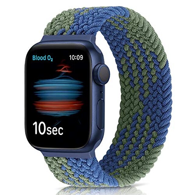 Smartwatch band braided elastic strap compatible with apple watch 42mm  44mm, woven solo loop replacement sport watch strap for iwatch series  6/5/4/3/2/1 / se ( blue green) 8612589 2022 – $16.49