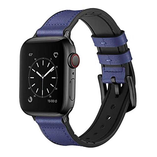  smartwatch band bracelets compatible with apple watch 38mm 40mm, 42mm 44mm, sweatproof hybrid strap made of real leather and rubber, compatible with iwatch series 6/se/5/4/3/2/1