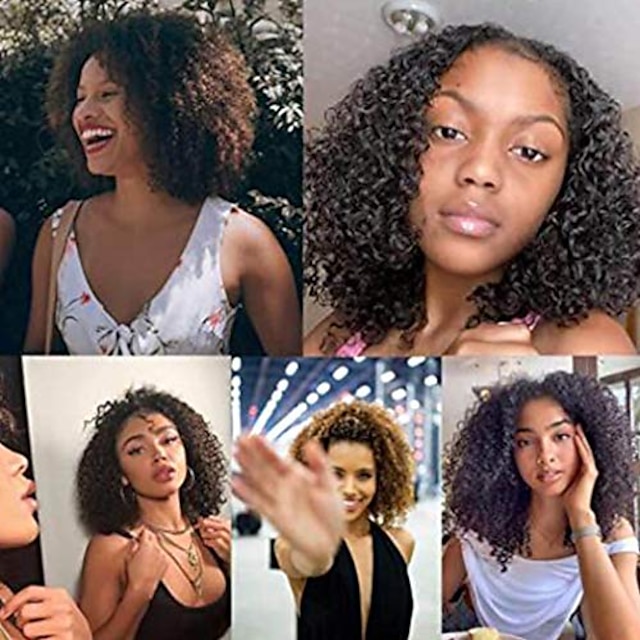 Beauty & Hair Wigs & Hair Pieces | Black Wigs for Women Gemily Afro Curly Hair Short Black Synthetics Brazilian Bob Wigs Plucked