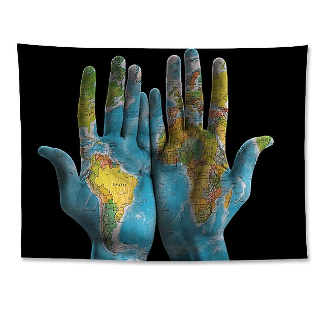  Wall Tapestry Art Decor Blanket Curtain Hanging Home Bedroom Living Room Decoration Polyester Holding a Map of the World