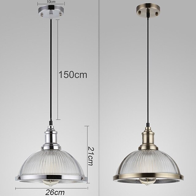 Lights & Lighting Pendant Lights | LED Industrial Pendant Light Vintage Glass Metal 26cm Electroplated Chrome Bronze Metal Count