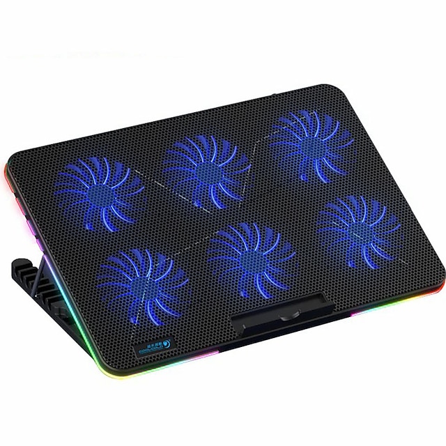  Coolcold Laptops Cooler Cooling Pad RGB 6 Fans Gaming Cool Stand Compatible With Notebook PC Computer