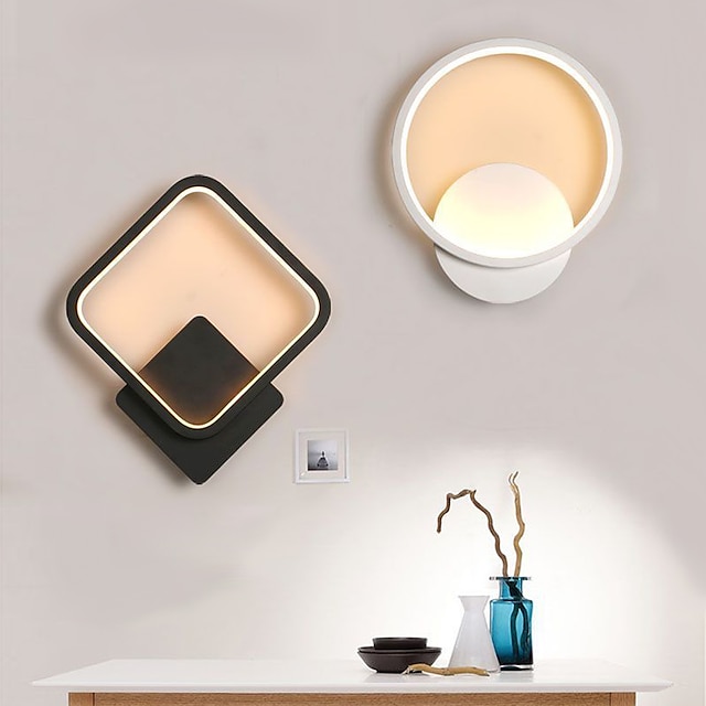  lightinthebox silikone led væglampe rund firkantet 8w 2-i-1 husholdnings væglampe med switch eu/us stik er velegnet til soveværelse studie og restaurant