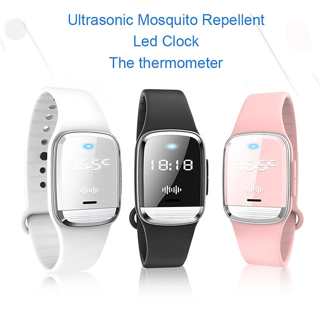  Intelligente Mückenschutzuhr 3-in-1-Ultraschall-Mückenschutz-Armbandelektronische Anti-Mückenschutz-Armbanduhr für drinnen und draußen