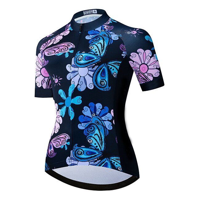  21Grams® Women's Short Sleeve Cycling Jersey Summer Spandex Polyester Black Butterfly Funny Bike Jersey Top Mountain Bike MTB Road Bike Cycling Breathable Quick Dry Moisture Wicking Sports Clothing