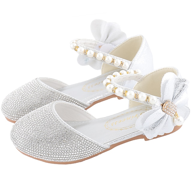 Shoes & Bags Kids Shoes | Girls Flats Princess Shoes Round Toe Christmas Glitters Flower Girl Shoes With Beading Bowknot Crystal