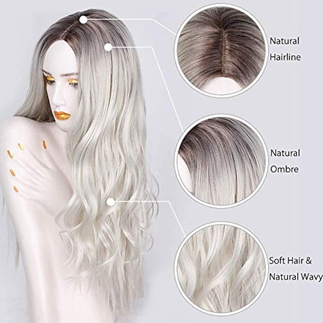 Beauty & Hair Wigs & Hair Pieces | Silver Wigs for Women White Micro Curl Head Set Wavy Wig Can Be Straightened and Bent Ladies 