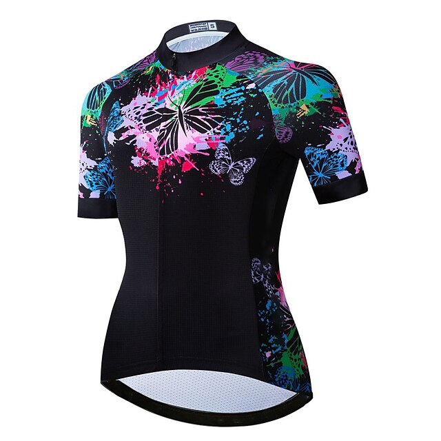  21Grams® Women's Short Sleeve Cycling Jersey Summer Spandex Polyester Black Butterfly Funny Bike Jersey Top Mountain Bike MTB Road Bike Cycling Breathable Quick Dry Moisture Wicking Sports Clothing