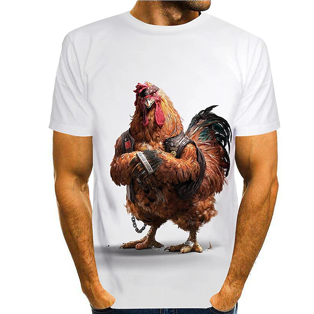 Veterans Day Men's Patriot Patriotic Veteran Animal Graphic Prints Chicken T shirt Funny T Shirts Short Sleeve T shirt 3D Print Round Neck Shirt Cute Designer Cartoon Daily Holiday A B C Summer 10