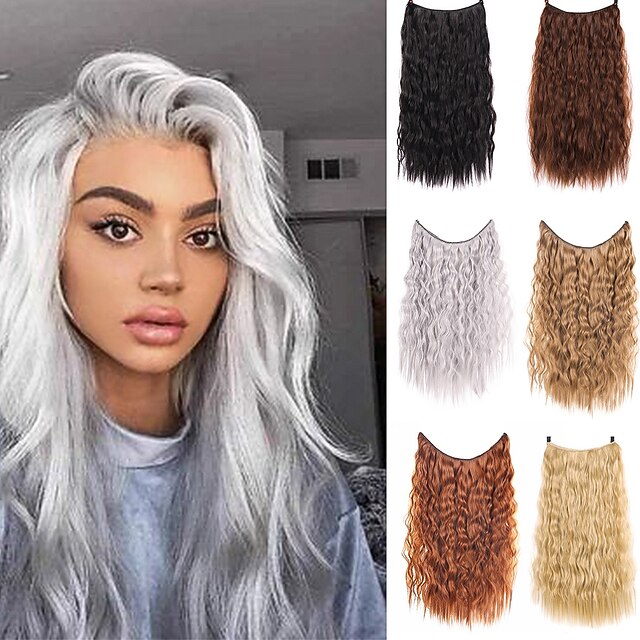 1PC Women's Girls' Headbands Wigs Full Shine Hair Extensions Clip in
