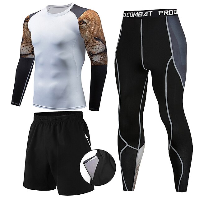 Sports & Outdoors Running, Jogging & Walking | Mens 3-Piece Activewear Set Workout Outfits Compression Suit Athleisure 3pcs Wint