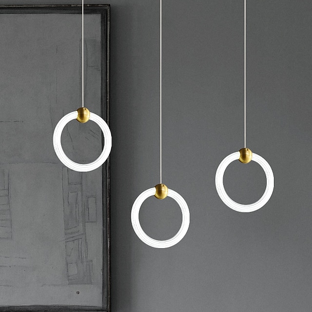 Lights & Lighting Pendant Lights | LED Pendant Light Circle Ring Design Copper Modern Nordic Metal Lights Living Room Bedroom Ki