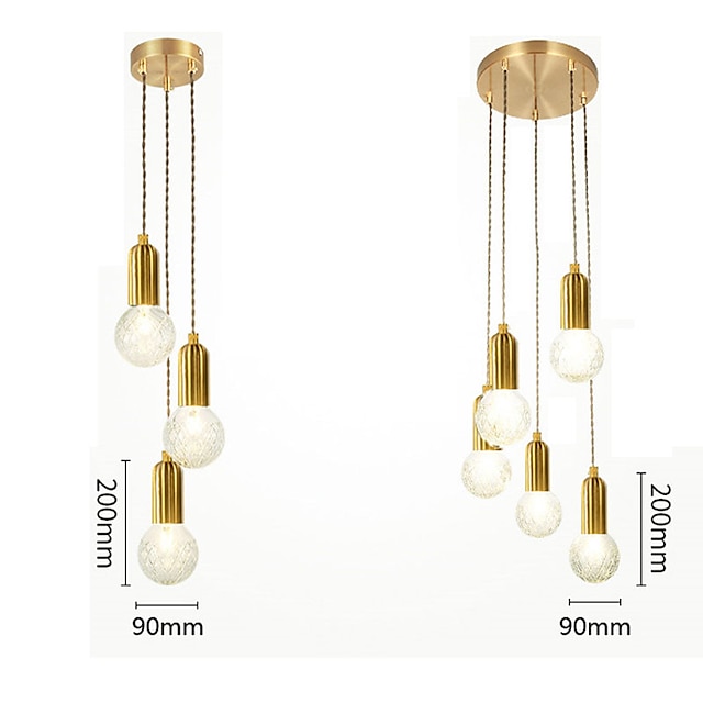 Lights & Lighting Pendant Lights | LED Pendant Light Modern Nordic Gold 9 cm Acrylic Lampshade Nordic Multi-head Combination Lig