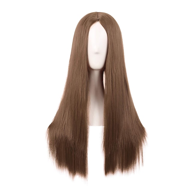  perucas marrons para mulheres fantasia de cosplay peruca sintética peruca reta assimétrica longo marrom claro escuro # 1b loiro vermelho cabelo sintético peruca de halloween de 28 polegadas