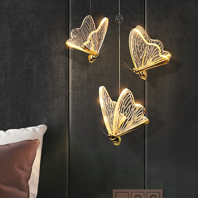 Lights & Lighting Pendant Lights | LED Pendant Light Butterfly Bedside Light 17 cm Single Design Acrylic Brass LED Modern Nordic