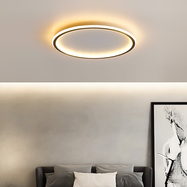  luz de teto led 40/50 cm círculo design flush mount luzes cobre metal básico latão led estilo nórdico 220-240v