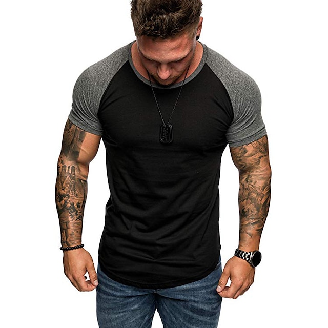 Men's Muscle T-shirt Stretch Short Sleeve V-neck Bodybuilding T-shirt ...