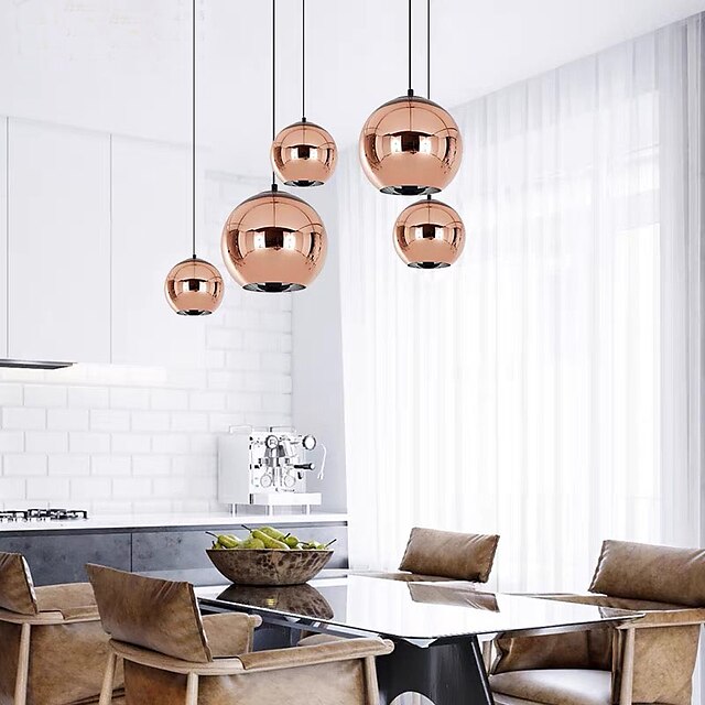  ledet anheng lys rose gull globe design kjøkken øy lys 15cm 20cm 25cm enkelt desgin metall galvanisert moderne spisestue stue 110-120v 220-240v