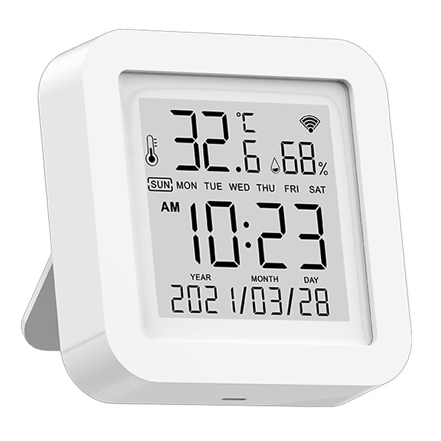  wifi hőmérséklet páratartalom érzékelő tuya intelligens digitális hőmérő higrométer idő dátum lcd képernyő detektor intelligens otthoni asztali óra