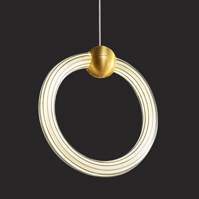 Lights & Lighting Pendant Lights | LED Pendant Light Circle Ring Design Copper Modern Nordic Metal Lights Living Room Bedroom Ki