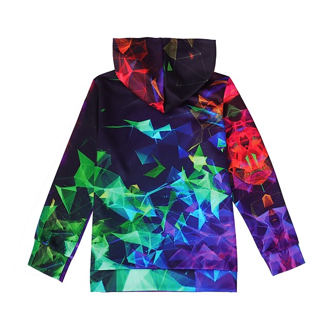 Baby & Kids Boys Clothing | Kids Boys Hoodie & Sweatshirt Pullover Long Sleeve Black 3D Print Rainbow Graphic Optical Illusion C