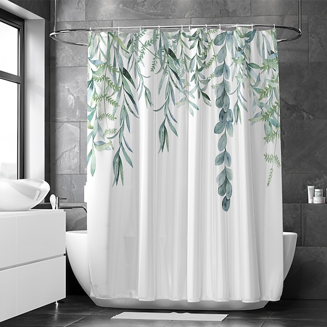  cortina de ducha con ganchos adecuada para separar la zona húmeda y seca dividir baño cortina de ducha impermeable a prueba de aceite moderno y floral / botánicos