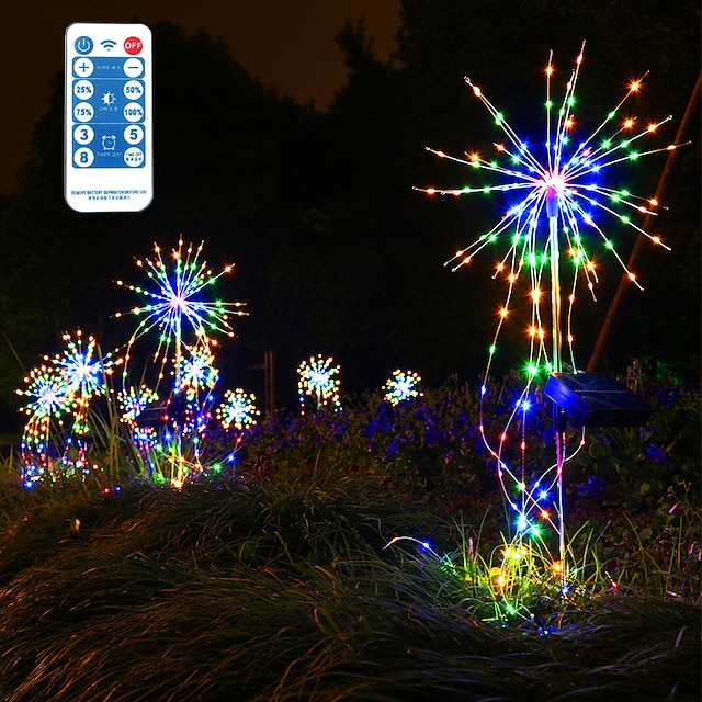  lumini de artificii starburst lumini solare de gradina in aer liber cu LED-uri lampa de gazon cu telecomandă rezistentă la apă nuntă vacanță curte decorațiuni de grădină trasee lampă cu led pentru