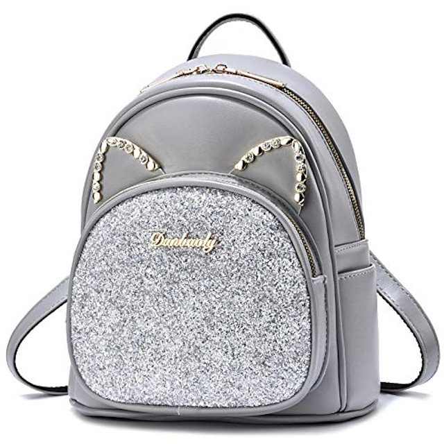 Lady Leather Travel Satchel Sequin Shoulder Backpack School Rucksack Bag ZY 