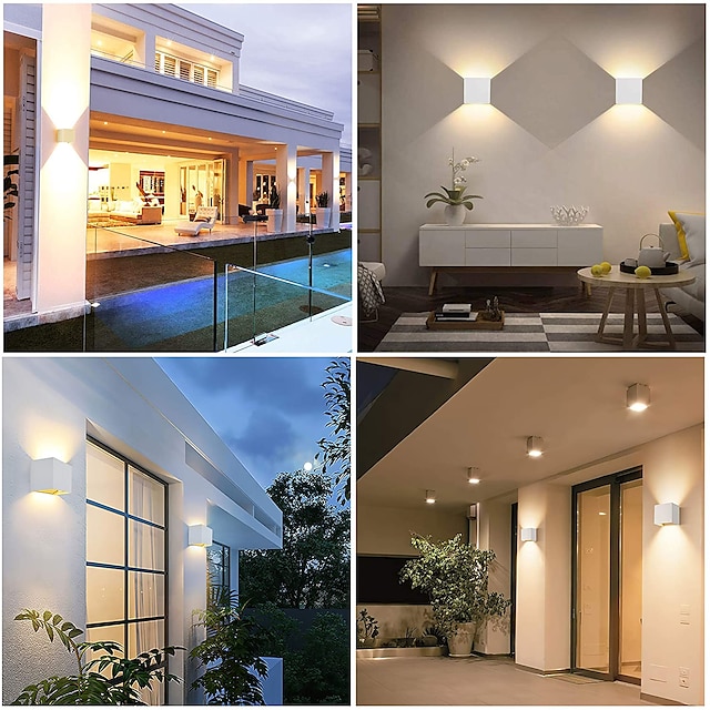 LED Outdoor/Indoor Wall Light 2 LEDs 12W 6000K White 3000K Warm White ...