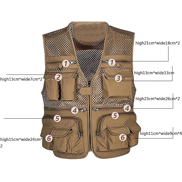 Men's Fishing Vest With Multi Pockets Outdoor Work Safari Vest ...