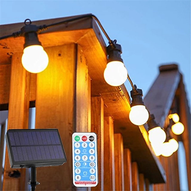  luz de cadena solar al aire libre 5m luz de cadena impermeable con control remoto bombilla g50 luz de cadena led impermeable al aire libre 10leds luces de hadas jardín patio boda lámpara de