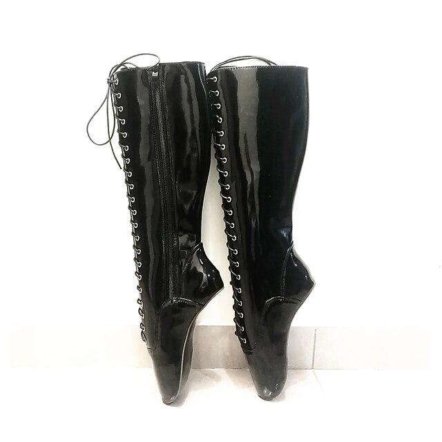 Mujer Botas Botas hasta la rodilla Tacón Plano Punta cerrada PU Cordones  Color sólido Blanco Negro Dorado / Hasta la Rodilla 8635379 2022 – $96.63