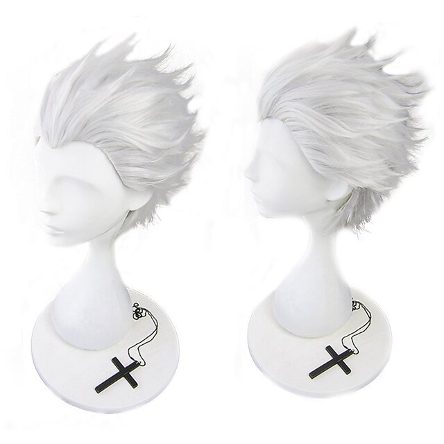 Beauty & Hair Wigs & Hair Pieces | White Wig Silver White Short Mens Cosplay Wig Halloween Wig - HG20808