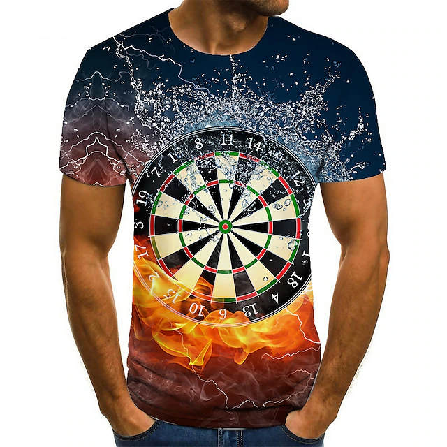 Men's Unisex Graphic Prints Darts T Shirt Tee Short Sleeve T shirt 3D Print Round Neck Shirt Fashion Designer Basic Casual Daily Holiday Blue Spring & Summer Clothing Apparel Plus Size S M L XL XXL4