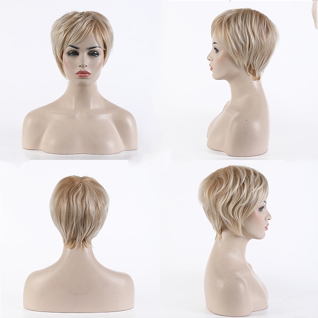 Beauty & Hair Wigs & Hair Pieces | Synthetic Wig Pixie Cut Wig Short Brown Silver Wig for Women Mixe Color Wigs Ombre Wigs - XB1