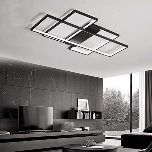  luz de teto LED preto branco moderno inclui versão regulável com 99 cm quadrados de formas geométricas luzes embutidas em alumínio estilo artístico estilo moderno acabamentos pintados com estilo LED