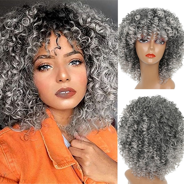 Blonde Afro Curly Wig Synthetic Wig Wine Black Gray Ombre Brown Wigs   Xrvzzp1621583604958 