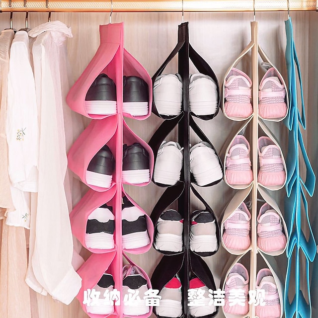  huishoudelijke niet-geweven meerlagige schoenenopslag 12 raster slaapkamer kledingkast roterende stofdichte opbergtas;