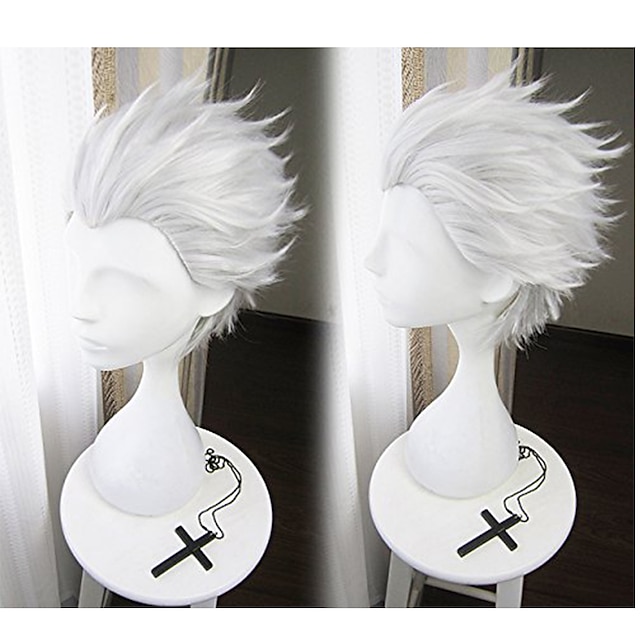 Beauty & Hair Wigs & Hair Pieces | White Wig Silver White Short Mens Cosplay Wig Halloween Wig - HG20808