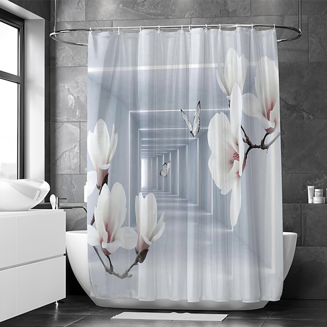  wodoodporna tkanina zasłona prysznicowa dekoracja łazienki i nowoczesne i kwiatowe / botaniczne i krajobrazowe 70 cali