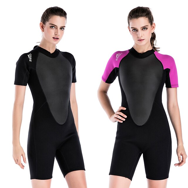 

SBART Women's Shorty Wetsuit 3mm SCR Neoprene Diving Suit Thermal Warm Quick Dry Stretchy Short Sleeve Back Zip - Swimming Diving Surfing Scuba Patchwork Autumn / Fall Spring Summer