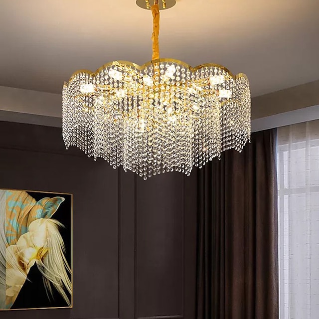  LED pendentif lumière lustre en cristal 60 cm lanterne desgin acier inoxydable galvanisé moderne 110-120v 220-240v