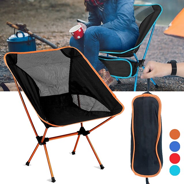  Camping Chair Portable Ultra Light (UL) Foldable Breathable Mesh Oxford 7075 Aluminium Alloy for 1 person Camping / Hiking Fishing Beach Picnic Autumn / Fall Spring Red Orange Dark Blue Light Blue